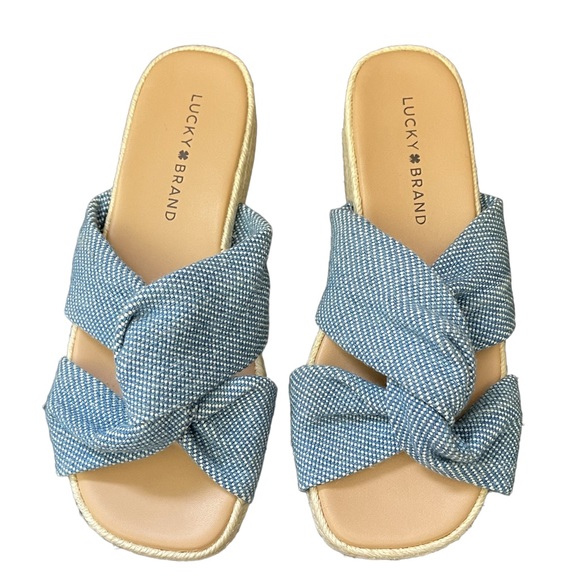 Lucky Brand Fabric Twist Square Toe Platform Espadrille Sandals - Picture 1 of 9